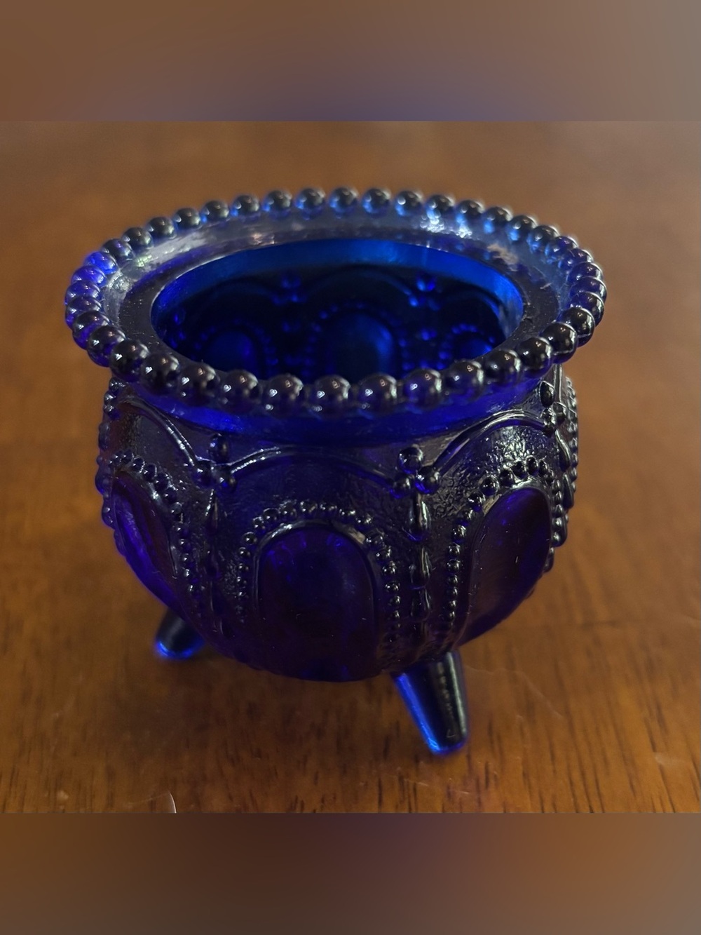 Vintage Degenhart Cobalt Blue Glass Gypsy Pot Toothpick Holder